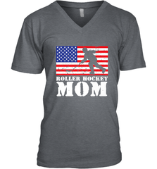 USA American Distressed Flag Roller Hockey Mom Women For Her V-Neck T-Shirt V-Neck T-Shirt - Eddytshirt