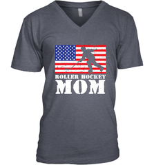 USA American Distressed Flag Roller Hockey Mom Women For Her V-Neck T-Shirt V-Neck T-Shirt - Eddytshirt