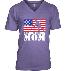 USA American Distressed Flag Roller Hockey Mom Women For Her V-Neck T-Shirt V-Neck T-Shirt - Eddytshirt