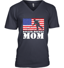 USA American Distressed Flag Roller Hockey Mom Women For Her V-Neck T-Shirt V-Neck T-Shirt - Eddytshirt