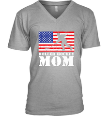 USA American Distressed Flag Roller Hockey Mom Women For Her V-Neck T-Shirt V-Neck T-Shirt - Eddytshirt