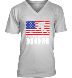 USA American Distressed Flag Roller Hockey Mom Women For Her V-Neck T-Shirt