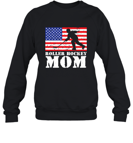 USA American Distressed Flag Roller Hockey Mom Women For Her Sweatshirt Sweatshirt / Black / S Sweatshirt - Eddytshirt
