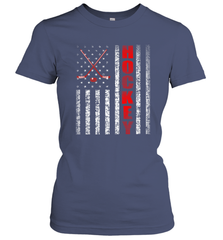 Vintage American US Flag Hockey Player Tee Ice Hockey Fans Women's T-Shirt Women's T-Shirt - Eddytshirt