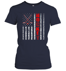 Vintage American US Flag Hockey Player Tee Ice Hockey Fans Women's T-Shirt Women's T-Shirt - Eddytshirt