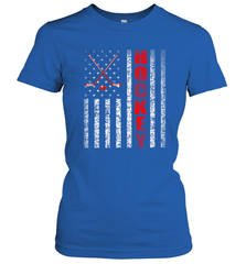 Vintage American US Flag Hockey Player Tee Ice Hockey Fans Women's T-Shirt Women's T-Shirt - Eddytshirt