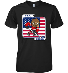 Sloth Ice Hockey USA America Patriotic American Flag Gift Premium Men's T-Shirt