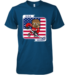 Sloth Ice Hockey USA America Patriotic American Flag Gift Premium Men's T-Shirt Premium Men's T-Shirt - Eddytshirt