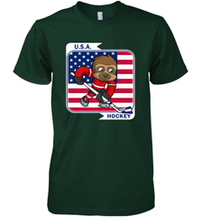 Sloth Ice Hockey USA America Patriotic American Flag Gift Premium Men's T-Shirt Premium Men's T-Shirt - Eddytshirt