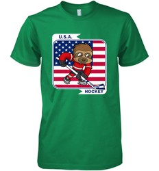 Sloth Ice Hockey USA America Patriotic American Flag Gift Premium Men's T-Shirt