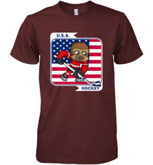 Sloth Ice Hockey USA America Patriotic American Flag Gift Premium Men's T-Shirt Premium Men's T-Shirt - Eddytshirt