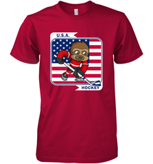 Sloth Ice Hockey USA America Patriotic American Flag Gift Premium Men's T-Shirt Premium Men's T-Shirt - Eddytshirt
