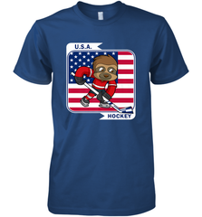 Sloth Ice Hockey USA America Patriotic American Flag Gift Premium Men's T-Shirt Premium Men's T-Shirt - Eddytshirt