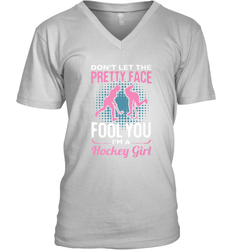 Ice Hockey Sport Hockey Girl Game Player V-Neck T-Shirt