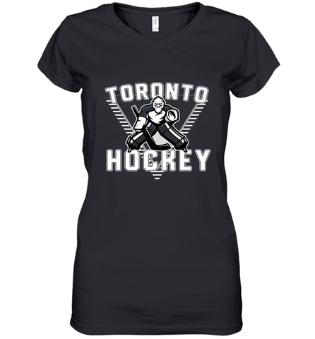 Old School Toronto Hockey Retro 90s Women's V-Neck T-Shirt Women's V-Neck T-Shirt / Black / S Women's V-Neck T-Shirt - Eddytshirt