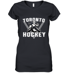 Old School Toronto Hockey Retro 90s Women's V-Neck T-Shirt Women's V-Neck T-Shirt - Eddytshirt