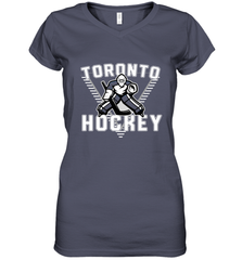 Old School Toronto Hockey Retro 90s Women's V-Neck T-Shirt Women's V-Neck T-Shirt - Eddytshirt