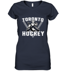 Old School Toronto Hockey Retro 90s Women's V-Neck T-Shirt Women's V-Neck T-Shirt - Eddytshirt