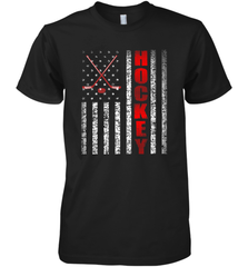 Vintage American US Flag Hockey Player Tee Ice Hockey Fans Premium Men's T-Shirt Premium Men's T-Shirt - Eddytshirt