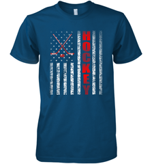 Vintage American US Flag Hockey Player Tee Ice Hockey Fans Premium Men's T-Shirt Premium Men's T-Shirt - Eddytshirt