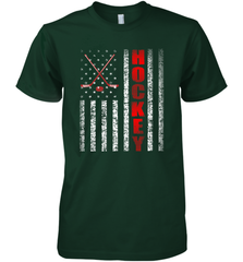 Vintage American US Flag Hockey Player Tee Ice Hockey Fans Premium Men's T-Shirt Premium Men's T-Shirt - Eddytshirt