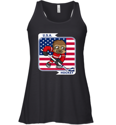 Sloth Ice Hockey USA America Patriotic American Flag Gift Racerback Tank