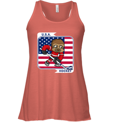 Sloth Ice Hockey USA America Patriotic American Flag Gift Racerback Tank Racerback Tank - Eddytshirt