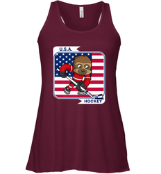 Sloth Ice Hockey USA America Patriotic American Flag Gift Racerback Tank