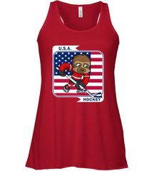 Sloth Ice Hockey USA America Patriotic American Flag Gift Racerback Tank Racerback Tank - Eddytshirt