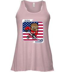 Sloth Ice Hockey USA America Patriotic American Flag Gift Racerback Tank Racerback Tank - Eddytshirt