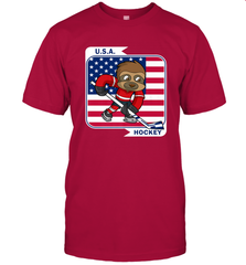 Sloth Ice Hockey USA America Patriotic American Flag Gift T-Shirt T-Shirt - Eddytshirt