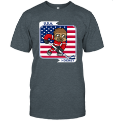 Sloth Ice Hockey USA America Patriotic American Flag Gift T-Shirt T-Shirt - Eddytshirt