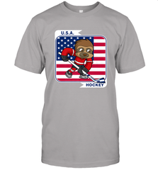 Sloth Ice Hockey USA America Patriotic American Flag Gift T-Shirt T-Shirt - Eddytshirt