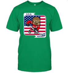 Sloth Ice Hockey USA America Patriotic American Flag Gift T-Shirt T-Shirt - Eddytshirt