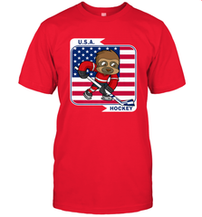 Sloth Ice Hockey USA America Patriotic American Flag Gift T-Shirt T-Shirt - Eddytshirt