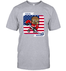 Sloth Ice Hockey USA America Patriotic American Flag Gift T-Shirt T-Shirt - Eddytshirt