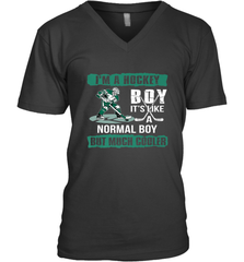 I'm A Hockey Boy It's Like A Normal Boy But Much Cooler V-Neck T-Shirt V-Neck T-Shirt - Eddytshirt