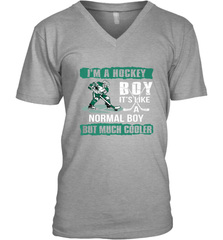 I'm A Hockey Boy It's Like A Normal Boy But Much Cooler V-Neck T-Shirt V-Neck T-Shirt - Eddytshirt