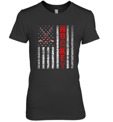 Vintage American US Flag Hockey Player Tee Ice Hockey Fans Premium Women's T-Shirt