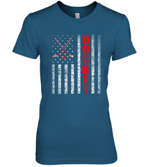 Vintage American US Flag Hockey Player Tee Ice Hockey Fans Premium Women's T-Shirt Premium Women's T-Shirt - Eddytshirt