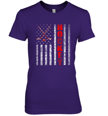 Vintage American US Flag Hockey Player Tee Ice Hockey Fans Premium Women's T-Shirt Premium Women's T-Shirt - Eddytshirt
