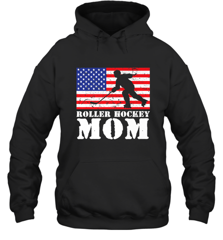 USA American Distressed Flag Roller Hockey Mom Women For Her Hoodie Hoodie / Black / S Hoodie - Eddytshirt