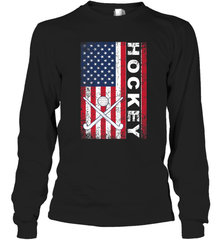 USA American Flag Hockey Player Perfect Gift Long Sleeve T-Shirt Long Sleeve T-Shirt - Eddytshirt