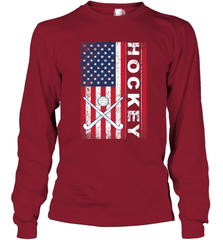 USA American Flag Hockey Player Perfect Gift Long Sleeve T-Shirt Long Sleeve T-Shirt - Eddytshirt