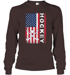 USA American Flag Hockey Player Perfect Gift Long Sleeve T-Shirt Long Sleeve T-Shirt - Eddytshirt