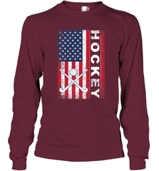 USA American Flag Hockey Player Perfect Gift Long Sleeve T-Shirt Long Sleeve T-Shirt - Eddytshirt