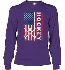 USA American Flag Hockey Player Perfect Gift Long Sleeve T-Shirt Long Sleeve T-Shirt - Eddytshirt