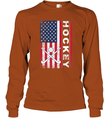 USA American Flag Hockey Player Perfect Gift Long Sleeve T-Shirt Long Sleeve T-Shirt - Eddytshirt