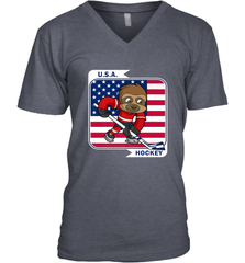 Sloth Ice Hockey USA America Patriotic American Flag Gift V-Neck T-Shirt V-Neck T-Shirt - Eddytshirt