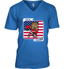 Sloth Ice Hockey USA America Patriotic American Flag Gift V-Neck T-Shirt V-Neck T-Shirt - Eddytshirt
